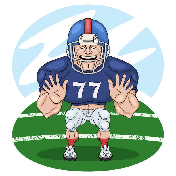 ilustrações de stock, clip art, desenhos animados e ícones de american football player - checking the time