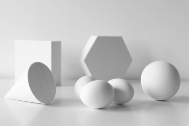 istock mid century moder composition of geometric shapes with egg 1295673184