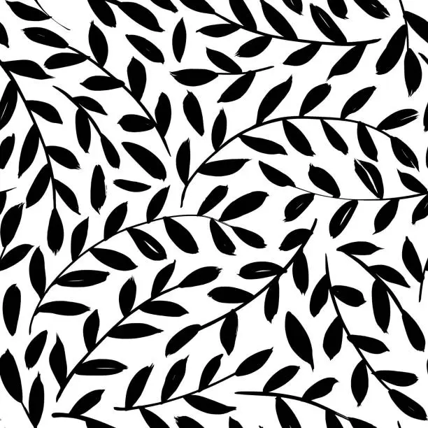 Vector illustration of Leaves and branches vector seamless pattern.