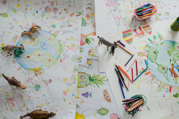istock Close up of child drawing 1295675583