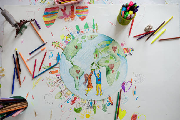 istock Close up of child drawing 1295676185