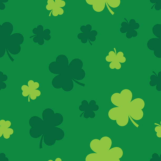 ilustrações de stock, clip art, desenhos animados e ícones de three leaf clover pattern 1 - textile backgrounds irish culture decoration