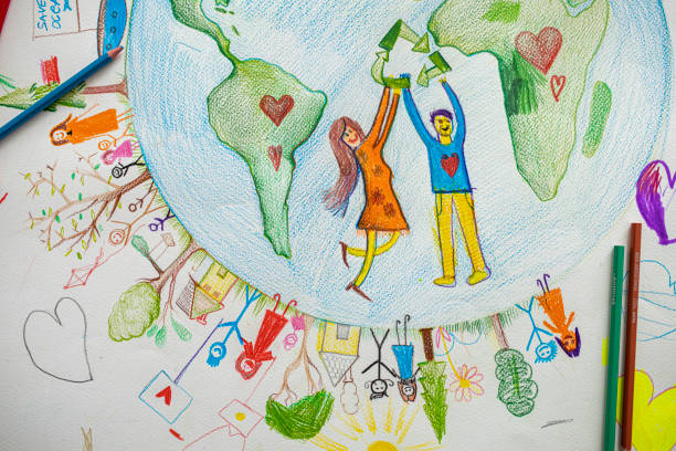 istock Close up of child drawing 1295676304