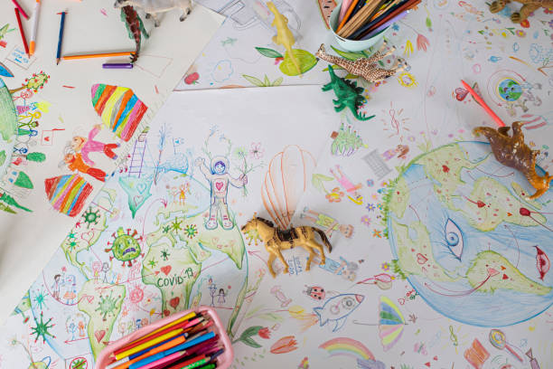 istock Colorful picture made by children. 1295676309