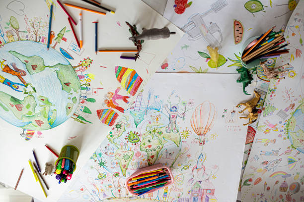 istock Colorful picture made by children. 1295676731