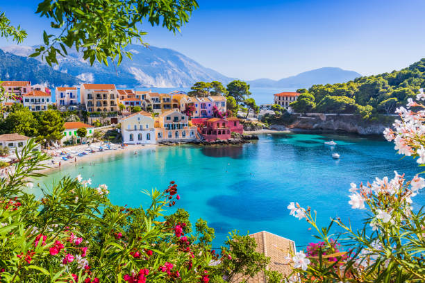 Kefalonia, Greece. Kefalonia, Greece. Colorful village of Assos in Kefalonia. kefalonia stock pictures, royalty-free photos & images