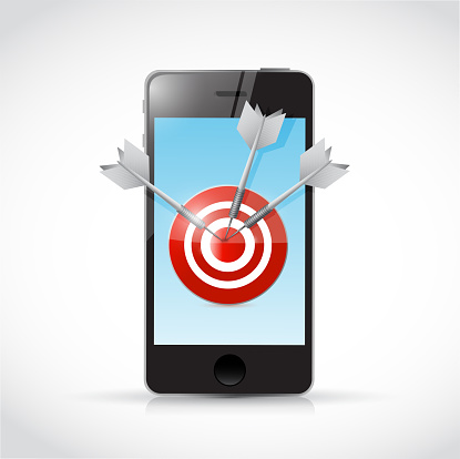 Phone and target illustration design over a white background