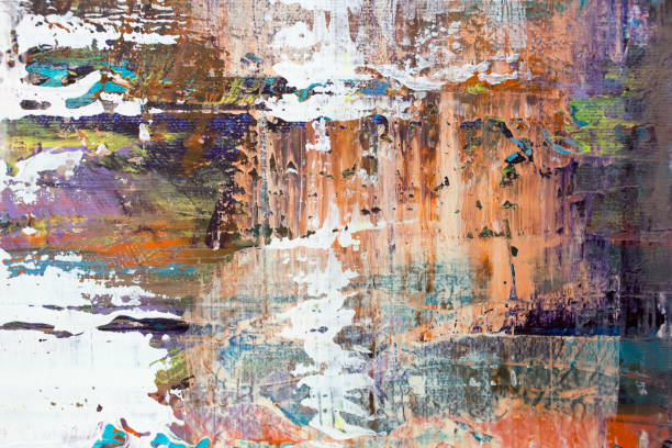 istock Painting Artistic bright color oil paint texture abstract artwork. Modern futuristic pattern for grunge wallpaper, interior, album, flyer cover, poster, booklet background. Creative graphic design 1295682551