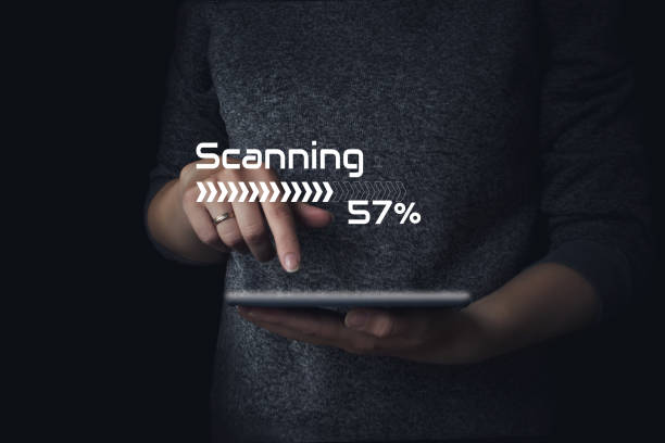 istock Scanning on digital screen. Business Technology Safety Internet Network Concept. 1295683571