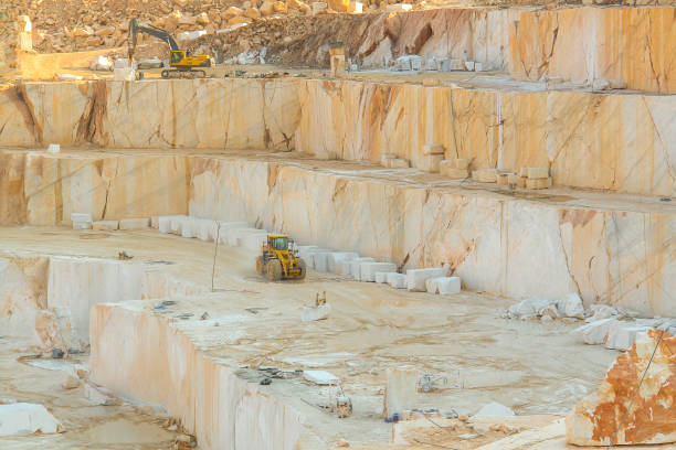 istock Wide angle view of an active marble quarry 1295684974