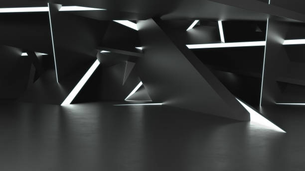 istock 3D Illustration Neon Light Show Room Studio 11 1295686928