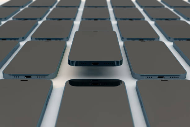 istock Mobile phones background, Realistic smartphone productio 1295688080