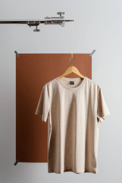 istock Beige t-shirt displayed on a photo tripod 1295688281