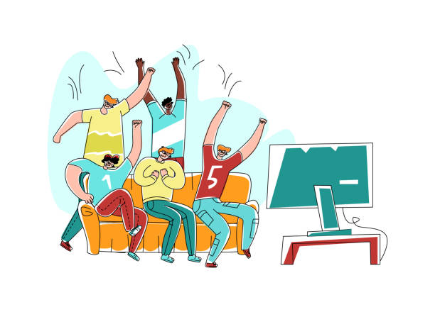 istock Vector flat illustration abstract fans who are happy about victory their favorite team, athlete. 1295689751