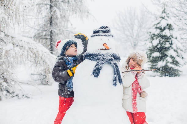 istock Boy And Girl Playing In Snow 1295692881