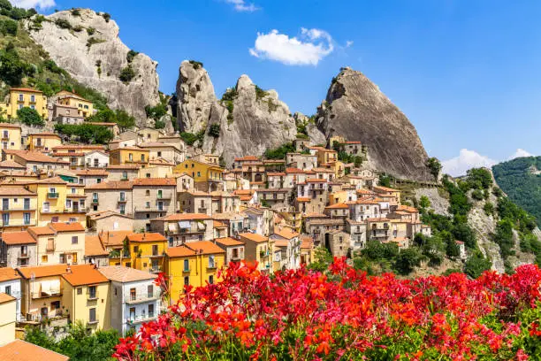 The picturesque village of Castelmezzano, part of the club “The most beautiful villages in Italy”, province of Potenza, Basilicata, Italy