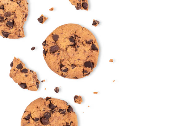 istock dark chocolate chip cookies piece stack and crumbs 1295702054