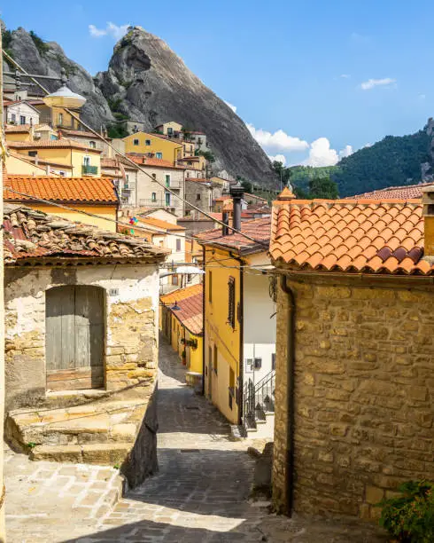 An alley in Castelmezzano, one of the most beautiful villages in Basilicata region, Italy