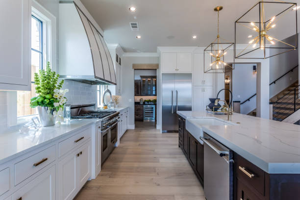 istock Gorgeous kitchen galley in new home 1295705898