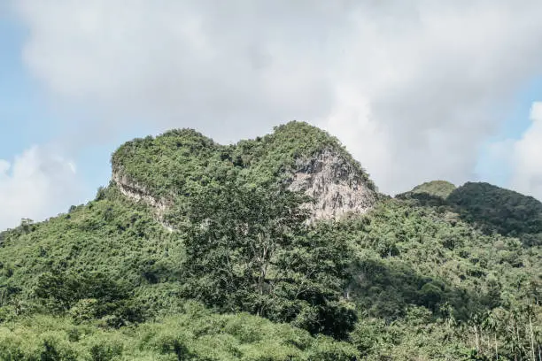 Photo of Heart shape on the top of the mountain place of most popular Tourist attraction at Khao Teppitak (Khao Pang), Surat Thani, Thailand