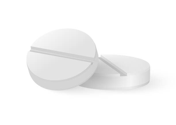 istock Pill. White medicine tablet. Round vector 3D drugs with shadow. Circle vitamin realistic illustration 1295708837