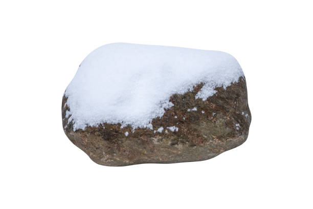 istock natural stone with snow isolated on a white background 1295709784