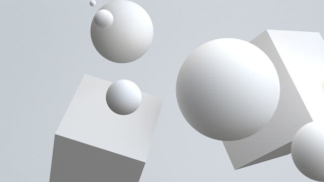 4k White spheres floating in motion.