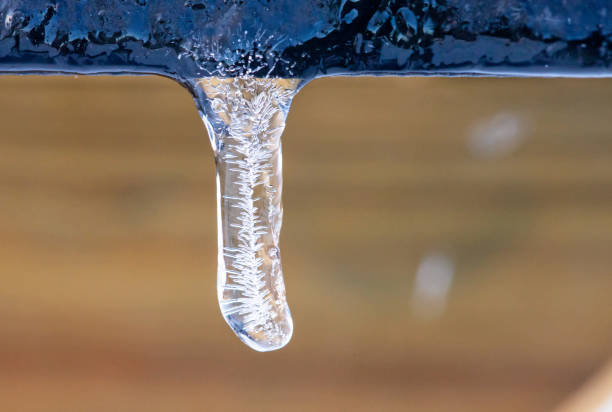 istock Close up view of small icicle 1295715075