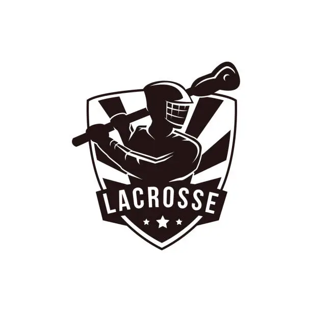 Vector illustration of Emblem Seal badge Lacrosse man Team illustration vector template on white background