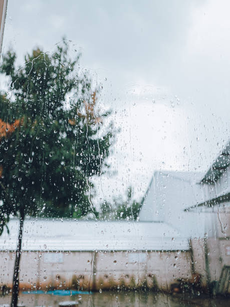 istock Glass window after the rain 1295720453