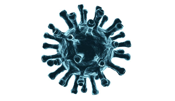istock Coronavirus COVID-19 blue cells on white background with clipping path 1295720597