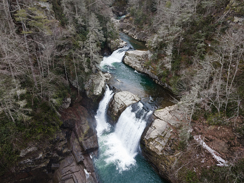 Twisting Falls in the Cherokee National Forest in Tennessee in winter.