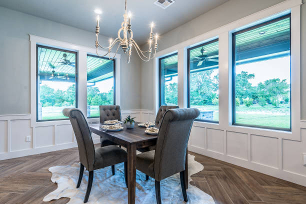 istock Wood flooring in dining room 1295723509