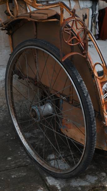 istock Close up of the rickshaw wheels 1295724733