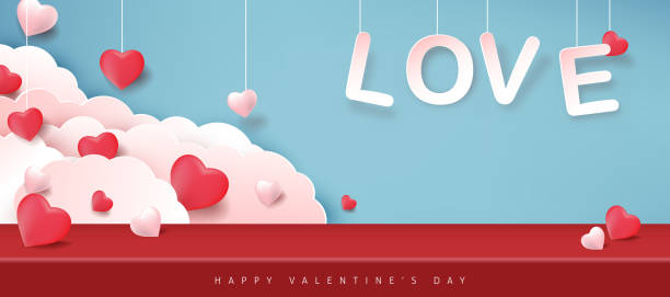 ilustrações de stock, clip art, desenhos animados e ícones de valentines day background with heart shaped. - love hanging indoors studio shot