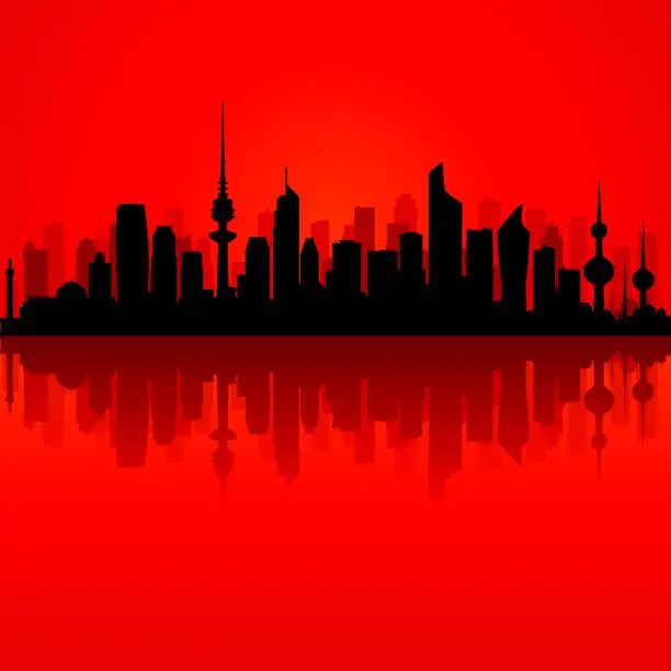 Vector illustration of Kuwait City (All Buildings Are Complete and Moveable)