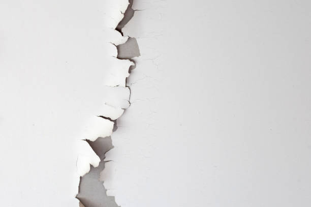 istock White color paint peeling off on ceiling house. Under the roof 1295728373