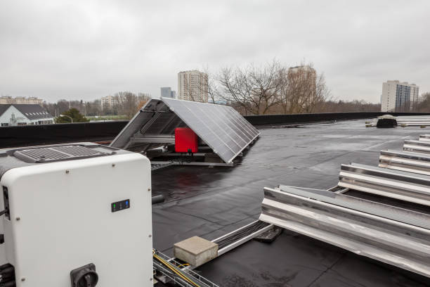 istock the solar panels on the roof on a raining day 1295730880