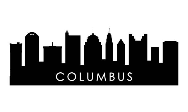 Columbus Ohio skyline silhouette. Black Columbus city design isolated on white background. Columbus Ohio skyline silhouette. Black Columbus city design isolated on white background. columbus stock illustrations