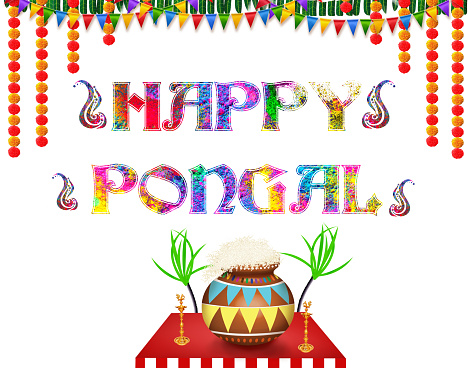 PONGAL GREETING COMPOSED WITH TRADITIONAL MUD POT TEMPLE WALL AND EARTH SHANKARANTI