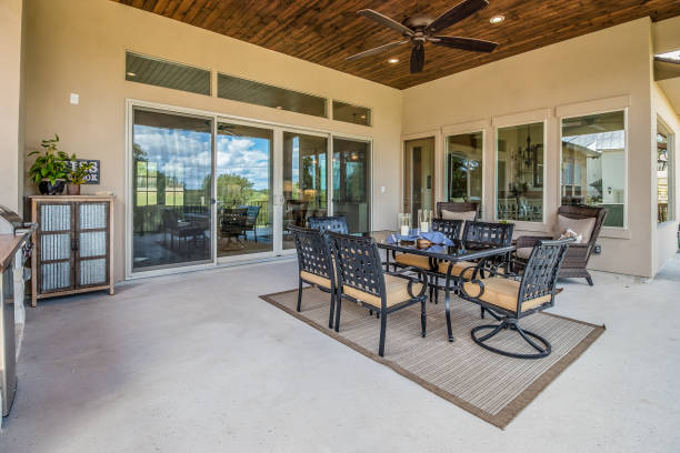 istock Wood ceiling on covered patio 1295734238