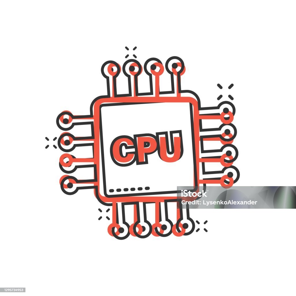 Computer Cpu Icon In Comic Style Circuit Board Cartoon Vector Illustration  On White Isolated Background Motherboard Chip Splash Effect Business  Concept Stock Illustration - Download Image Now - iStock
