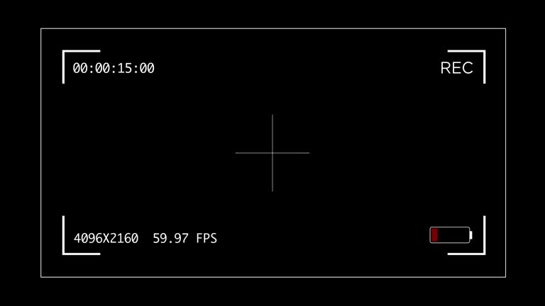 Screen monitor view finder camera camcorder display flashing battery and recording counting time