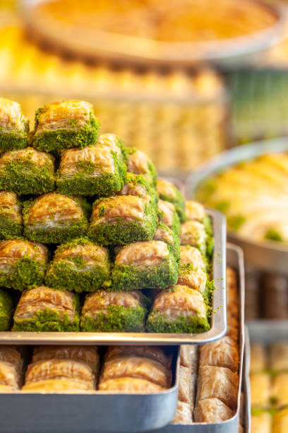 istock Turkish dessert, baklava with pistachio 1295741010