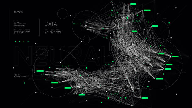 illustrations, cliparts, dessins animés et icônes de tri et analyse de big data complexes, visualisation des réseaux de communication, base de données d’information, illustration de la technologie vectorielle - en botte ou en grappe