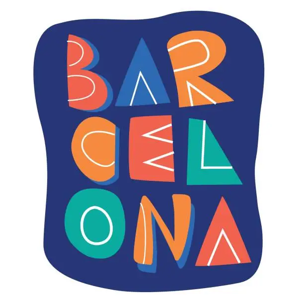 Vector illustration of Barcelona logo vector hand drawn lettering