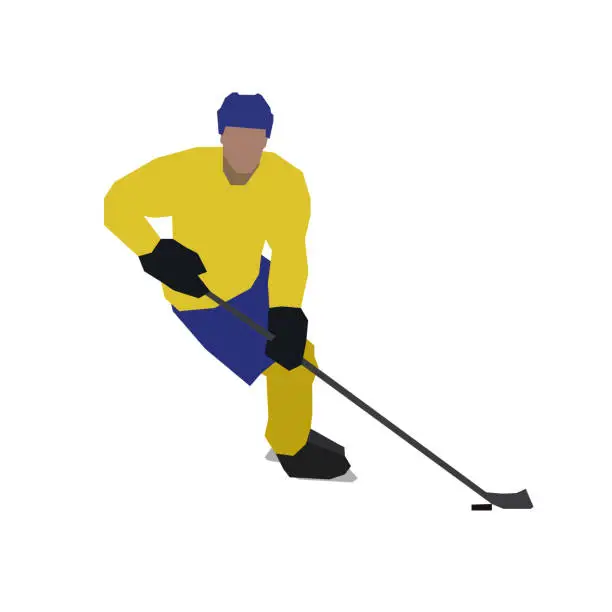 Vector illustration of Ice hockey player, isolated flat vector illustration