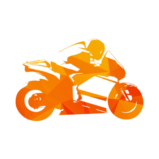 istock Motorcycling. Motorcycle road racing, abstract orange vector illustration. Motorbike 1295756164