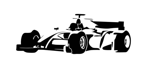 Formula racing car, abstract vector silhouette Formula racing car, abstract vector silhouette electric motor white background stock illustrations