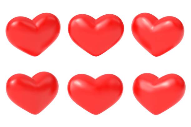 istock Realistic red hearts. Romantic 3d heart, isolated greetings love symbols. Difference valentine day, birthday wedding icon vector collection 1295757942